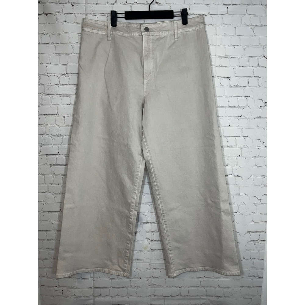 Universal‎ Thread Cream High Rise Wide Leg Ankle Jeans Womens 16 Off White Denim